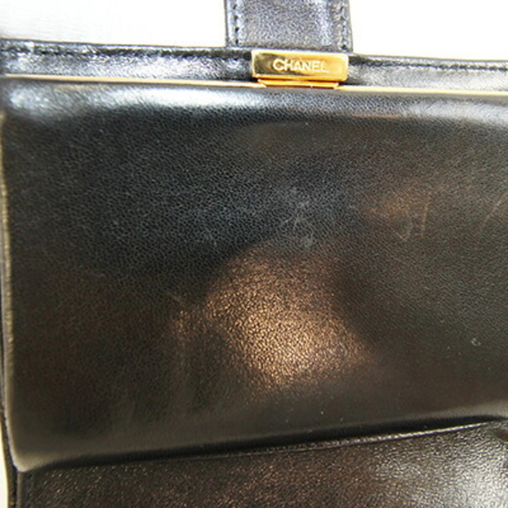CHANEL Vintage Black Lambskin Leather Logo Wallet - Picture 7 of 10